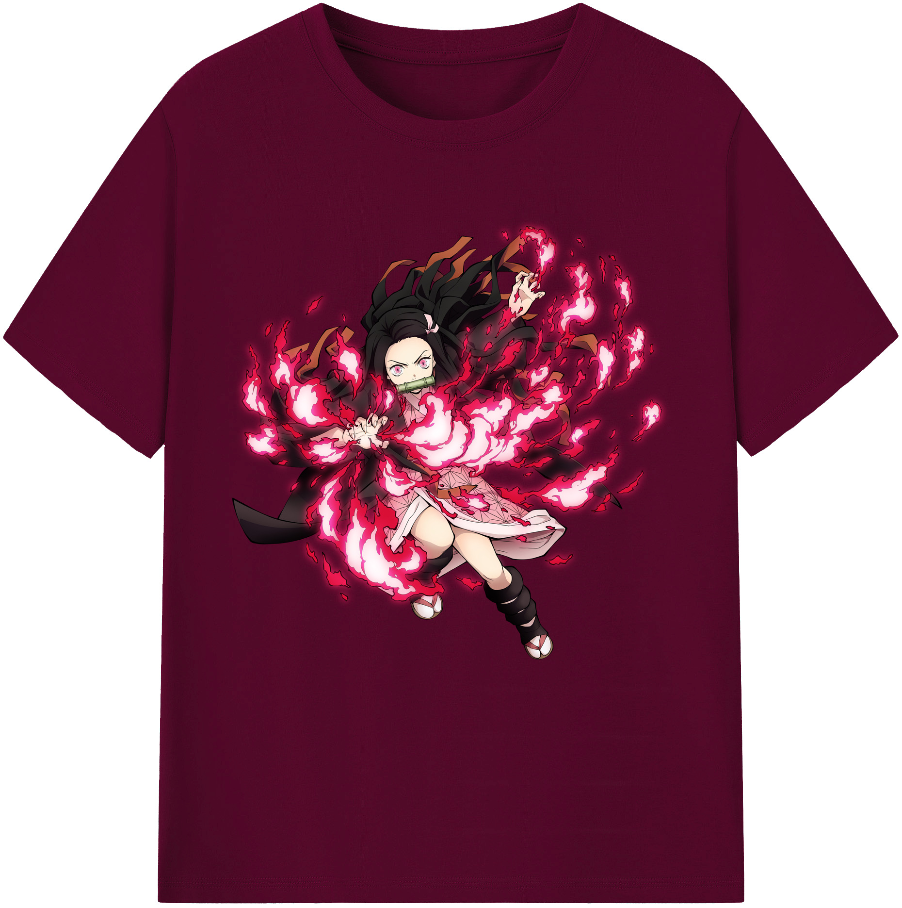（画像用） 鬼滅の刃（きめつのやいば）竈門 禰󠄀豆子／かまど ねずこ Kamado Nezuko レディースカジュアルプリントTシャツ（綿100％）